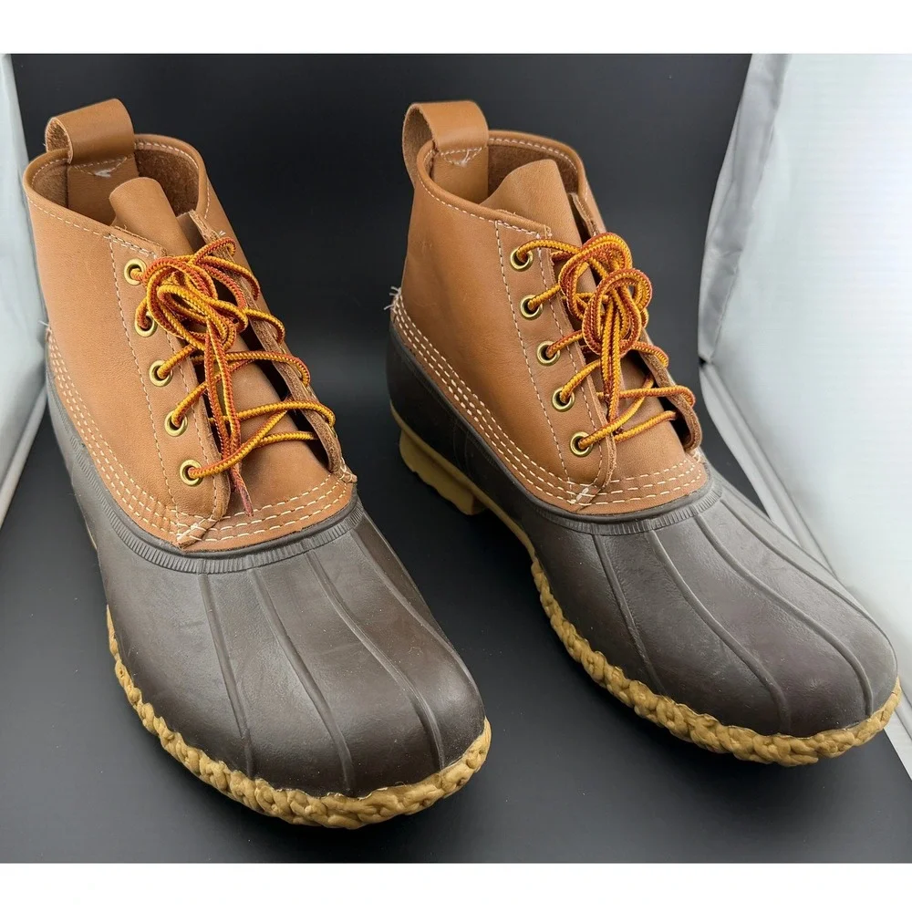 Bean Boots by LL Bean-Tan Brown, Waterproof Duck Boots, Mens 6 Inch, Size 9 Wide
